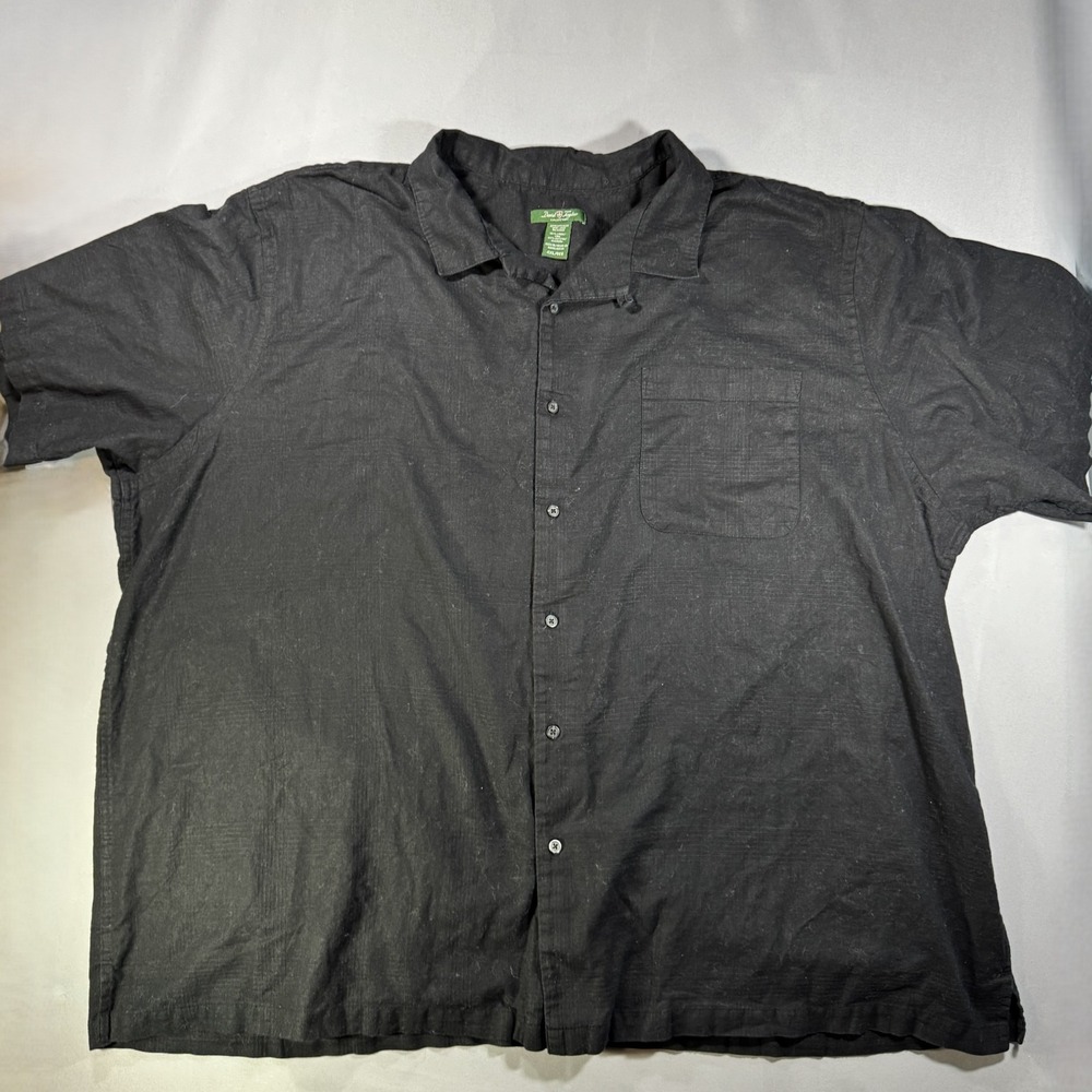 David Taylor Collection Mens 4XL Black Linen Cotton Short Sleeve Button Shirt